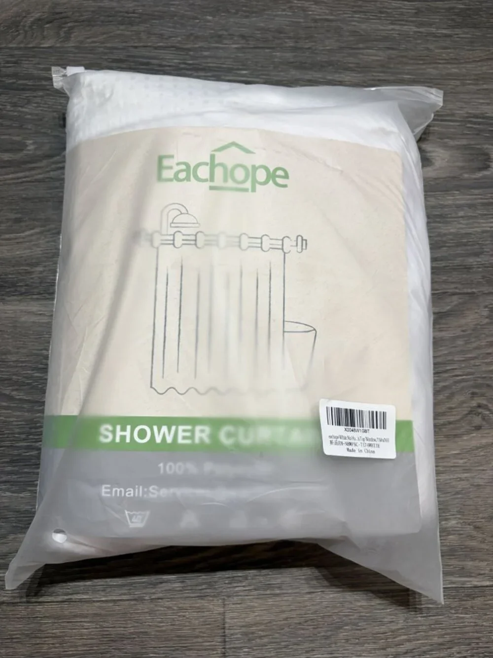 Eachope White Shower Curtain No Hooks Mesh Top Window 71Wx74H Waterproof Bathroo